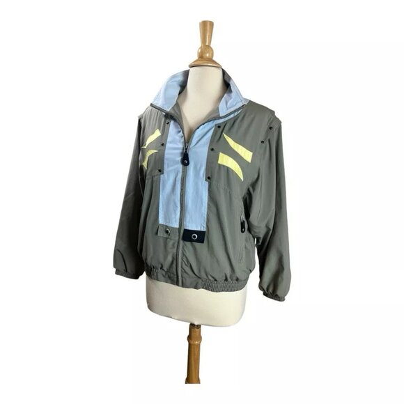 VTG Jamie Sadock Golf Jacket M Removable Sleeve Color Block Zip Retro Vest Studs - Picture 1 of 9
